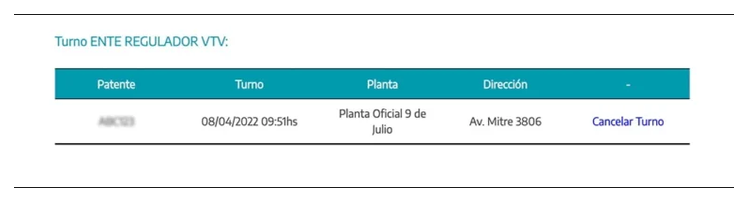Paso 3 para consultar o cambiar el turno de la VTV en Mar del Plata